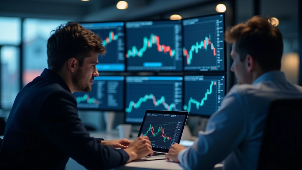 Espace de travail moderne avec analyse de graphiques financiers