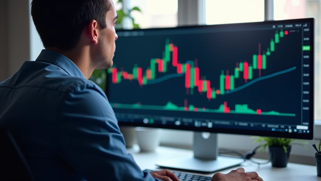Graphiques boursiers affichés sur un écran avec des lignes de tendance et des indicateurs techniques colorés